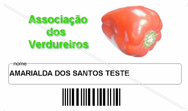 Exemplo de crach� simples com imagem e c�digo de barras.